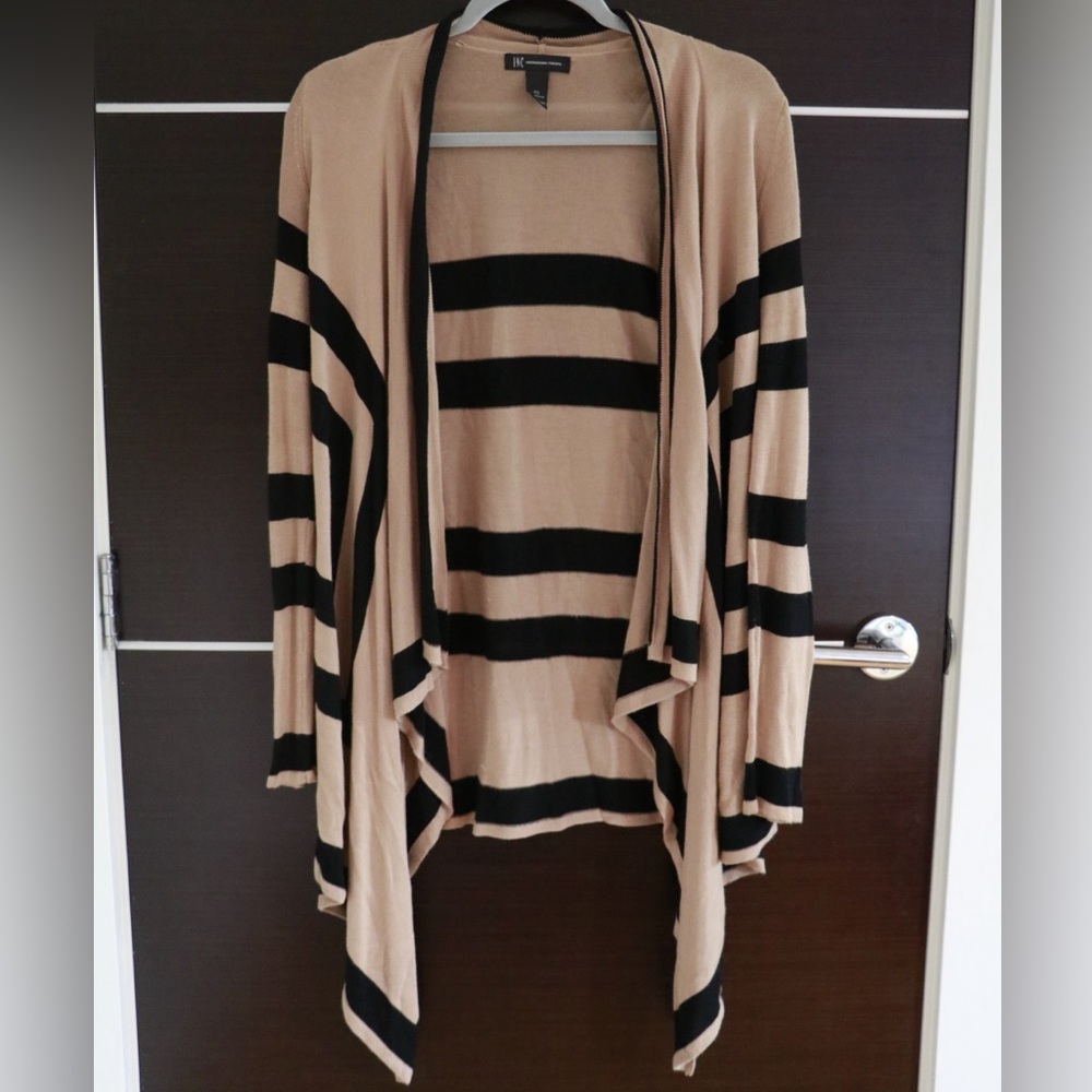 INC International Concepts Tan and Black Striped Cardigan